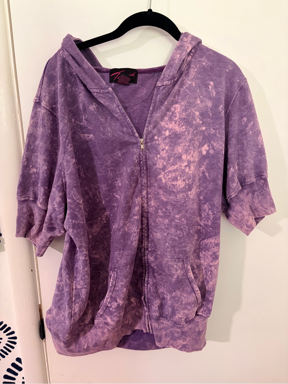 torrid Vintage Purple Tie-Dye Short Sleeve Zip Hoodie Jacket